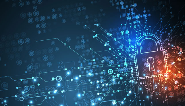 padlock and circuit patterns
