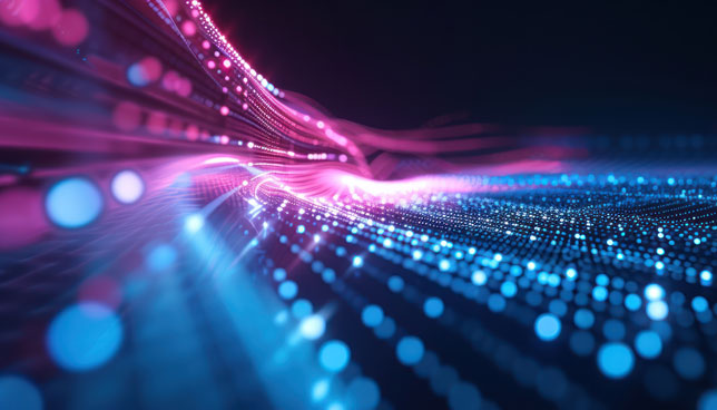 abstract converging light streams and particles
