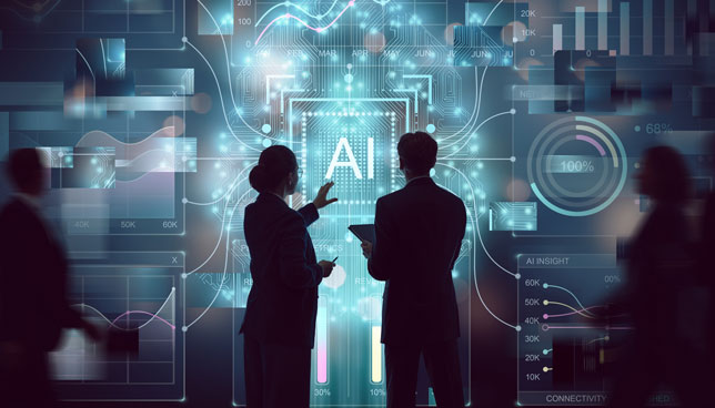 Business Professionals Analyzing AI Technology