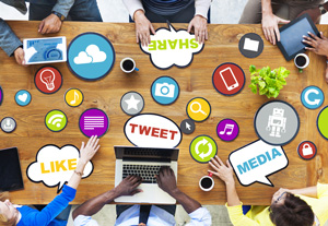 people connecting and sharing social media
