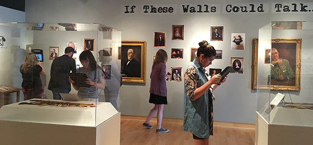 An Augmented Archives Sandbox showcased AR-enhanced student exhibits in the campus art gallery.