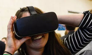 student wearing VR headset