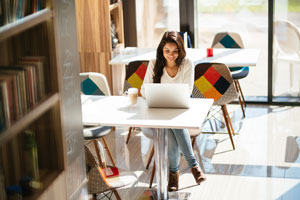 student studying on laptop