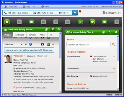 Smart911's updated interface includes integrated data from other sources.