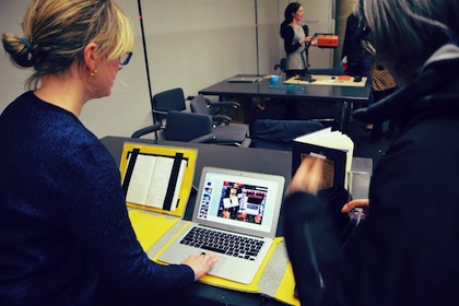 The Bureau-to-Go is a fabric desk that allows library patrons a way to