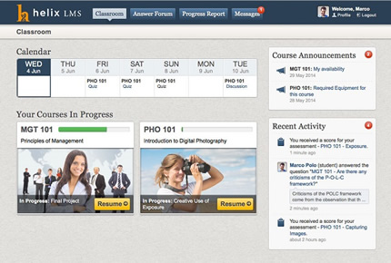 The latest version of Helix LMS is designed to allow instructors to communicate more efficiently with students.