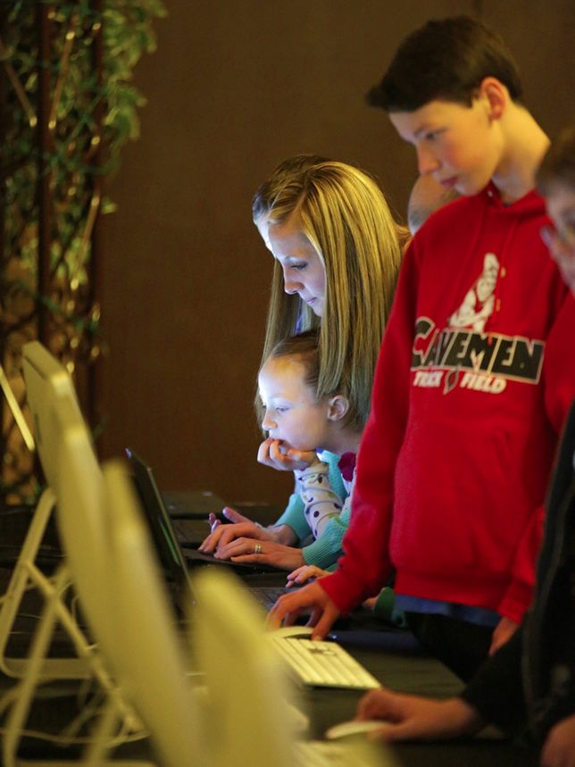 Students tested out a new alternate reality game called DUST during a kick-off event at Brigham Young University in Utah. Photo Courtesy of BYU Laycock Center/Michael Boren.