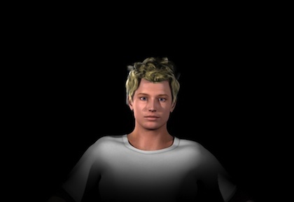 A model of a subject lit with three-point lighting.
